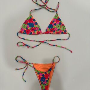 Kauai Triangle Halter Bikini Top & Divine Tie Side Skimpy Bottom (Bikini Set)